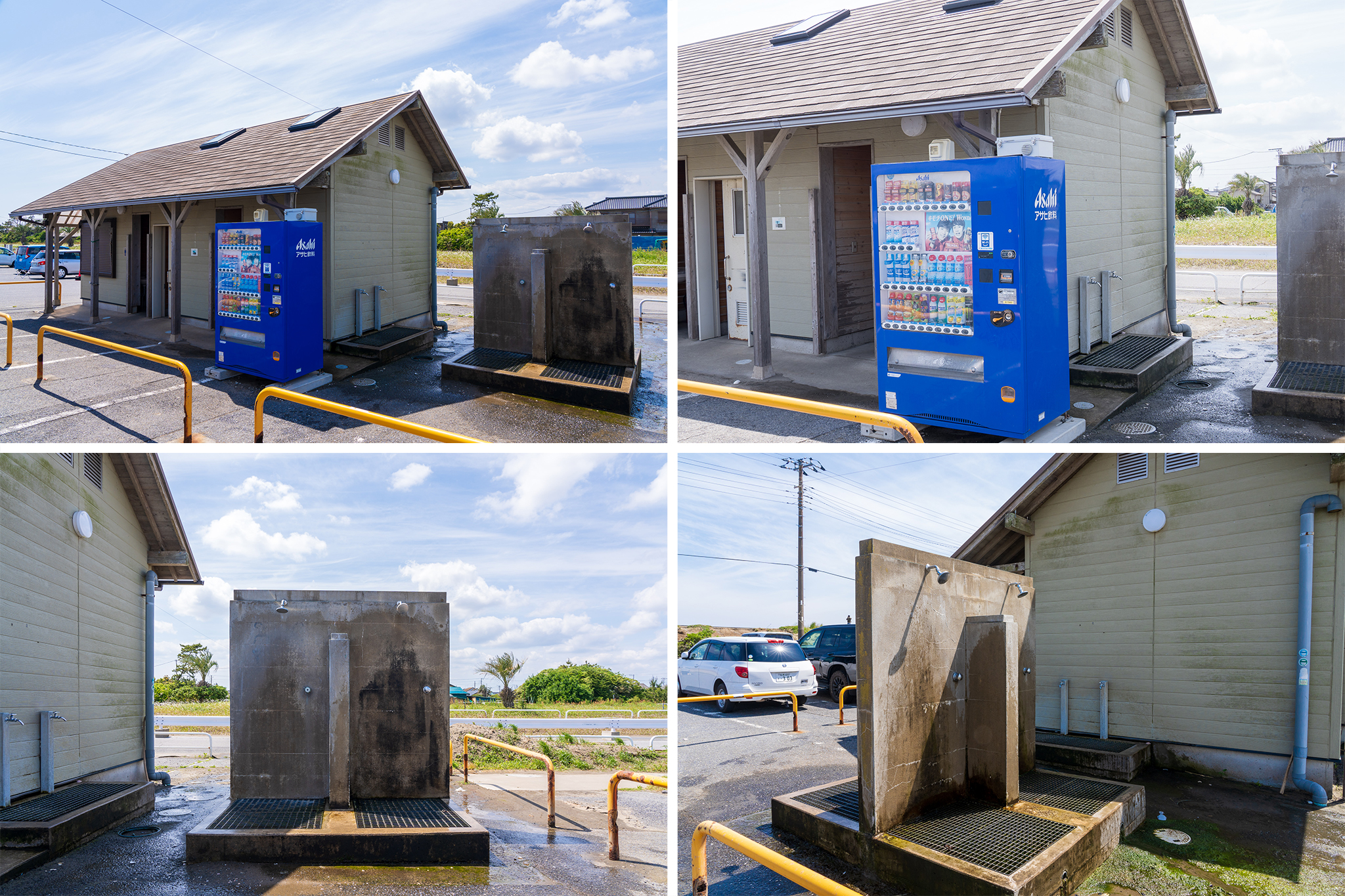 片貝海水浴場の駐車場にあるトイレとシャワーの画像